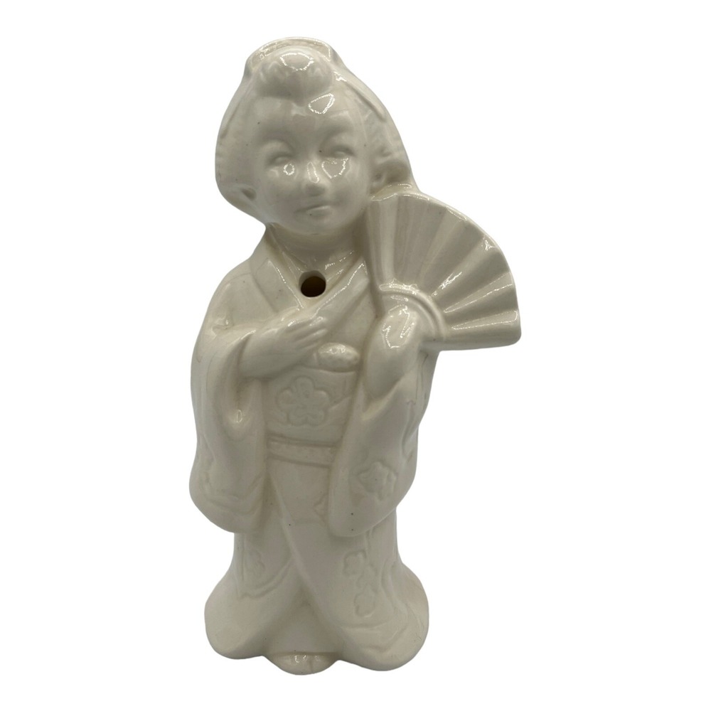 Vintage Benihana of Tokyo Geisha Ceramic Tiki Mug Vase White Glaze Japan‎ 8 Inch